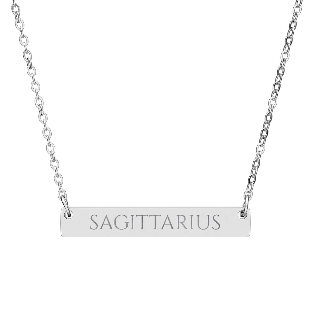 Sagittarius Zodiac Engraved Bar Necklace