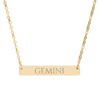 Gemini Zodiac Engraved Bar Necklace