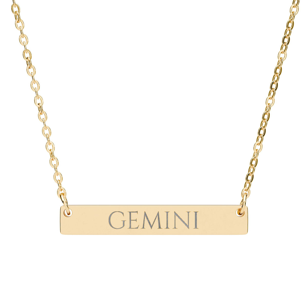 Gemini Zodiac Engraved Bar Necklace