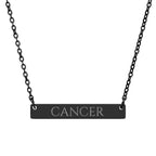 Cancer Zodiac Engraved Bar Necklace