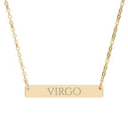 Virgo Zodiac Engraved Bar Necklace