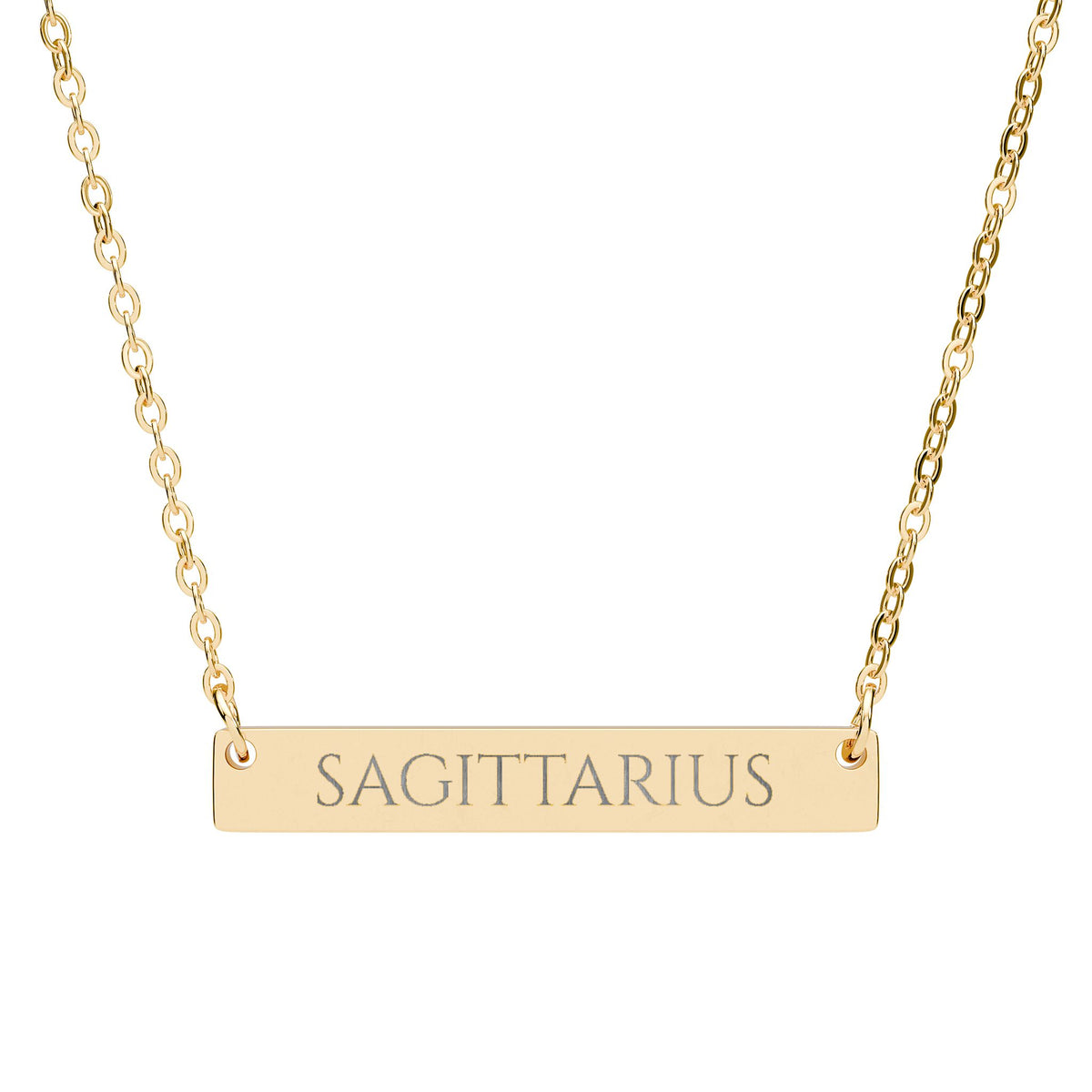 Sagittarius Zodiac Engraved Bar Necklace