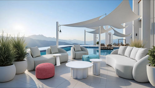 Aroz Green Olefin Fabric Outdoor Ottoman