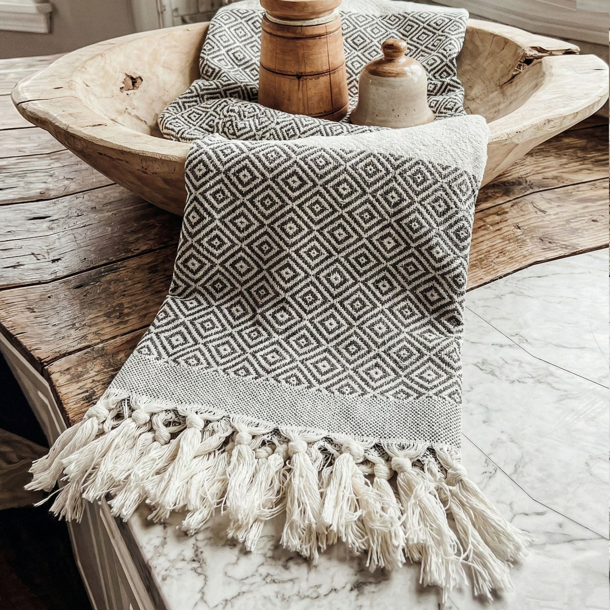 Haley Oversized Turkish Cotton Diamond Towel 