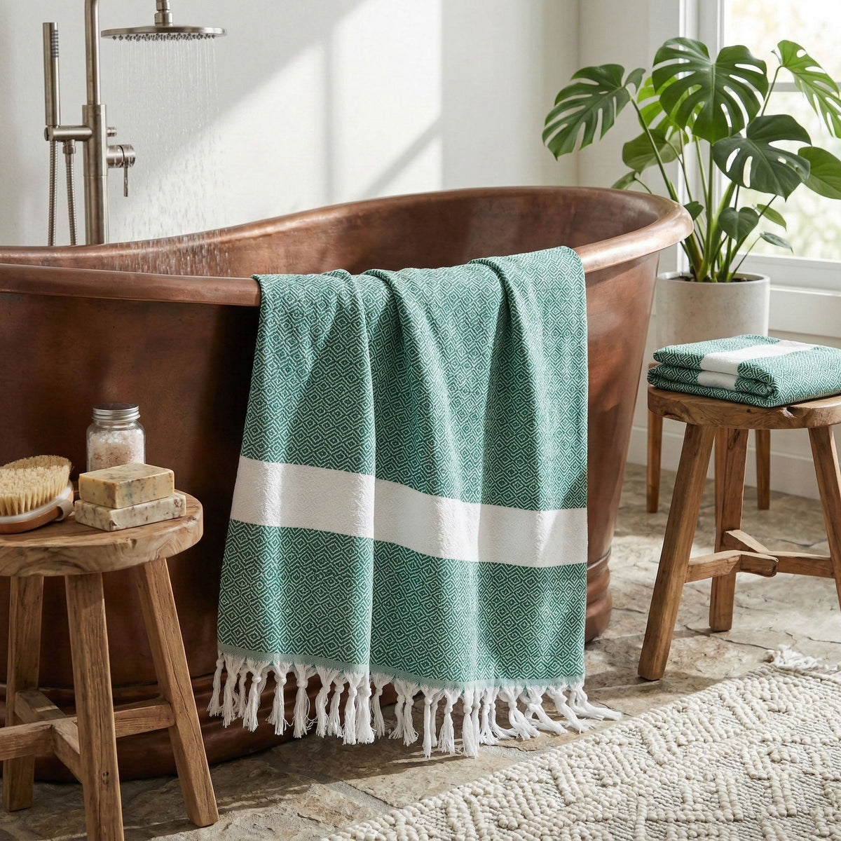 Haley Oversized Turkish Cotton Diamond Towel 