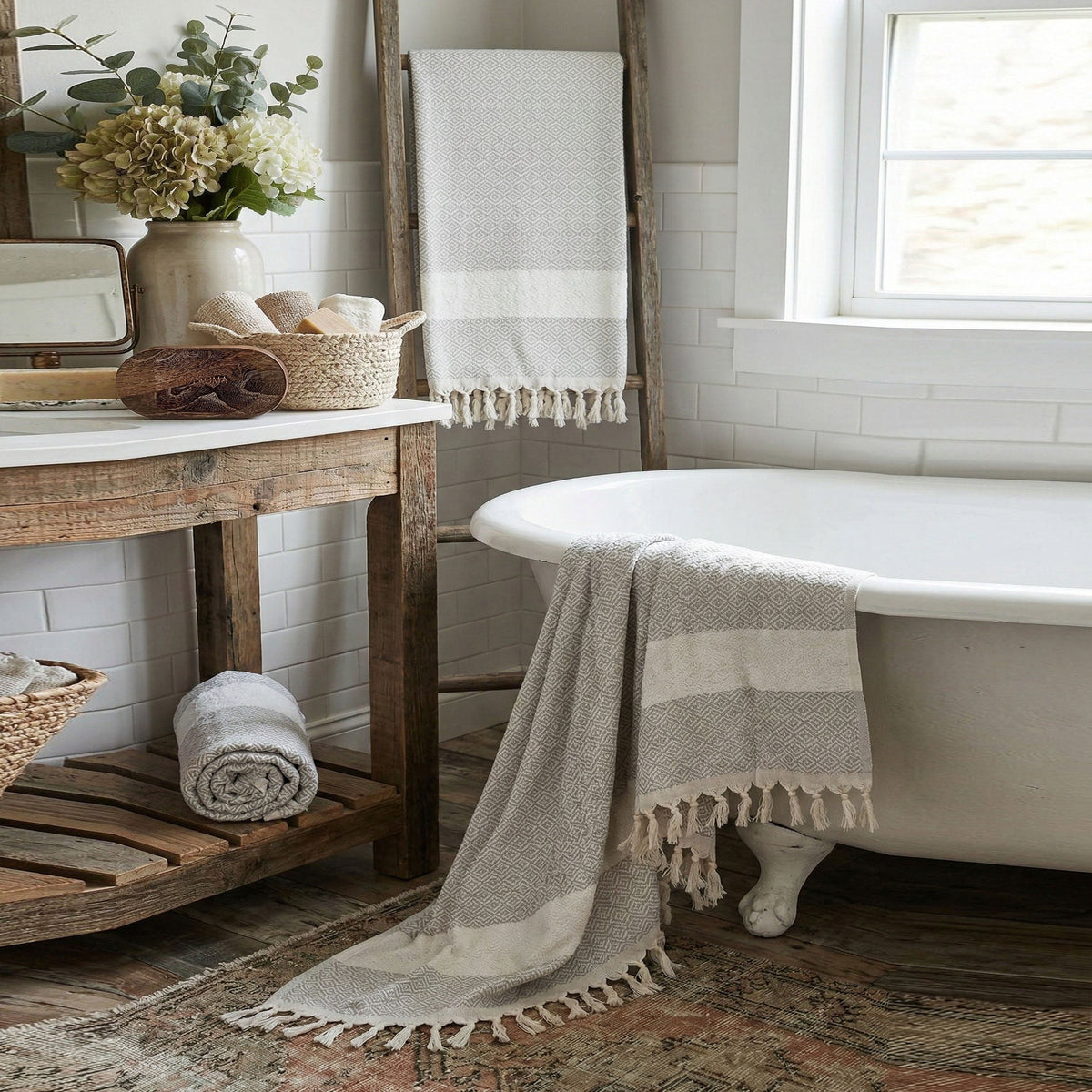 Haley Oversized Turkish Cotton Diamond Towel 