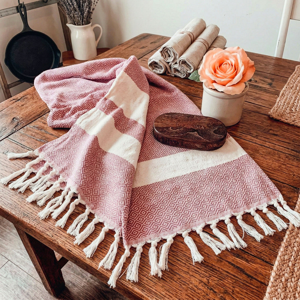 Haley Oversized Turkish Cotton Diamond Towel 