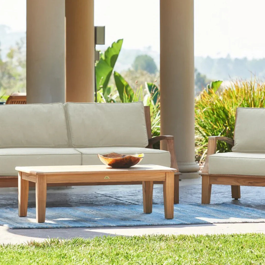 Grande Teak Deep Outdoor Couch with Sunbrella Cushions