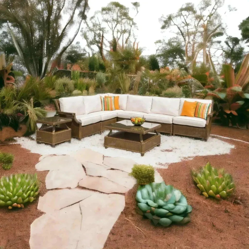 Hamptons Outdoor Wicker Corner Sectional with Table