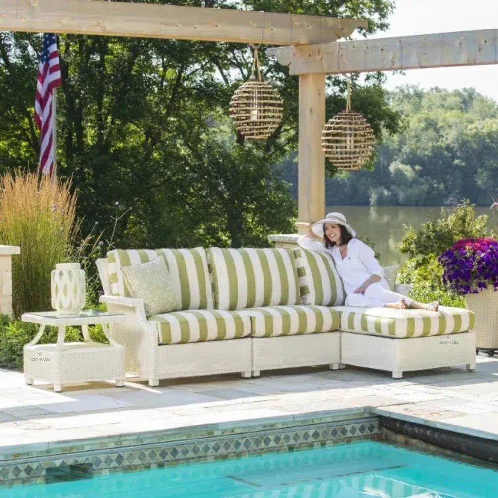 Hamptons Outdoor Wicker L-Shaped Sectional with Side Table