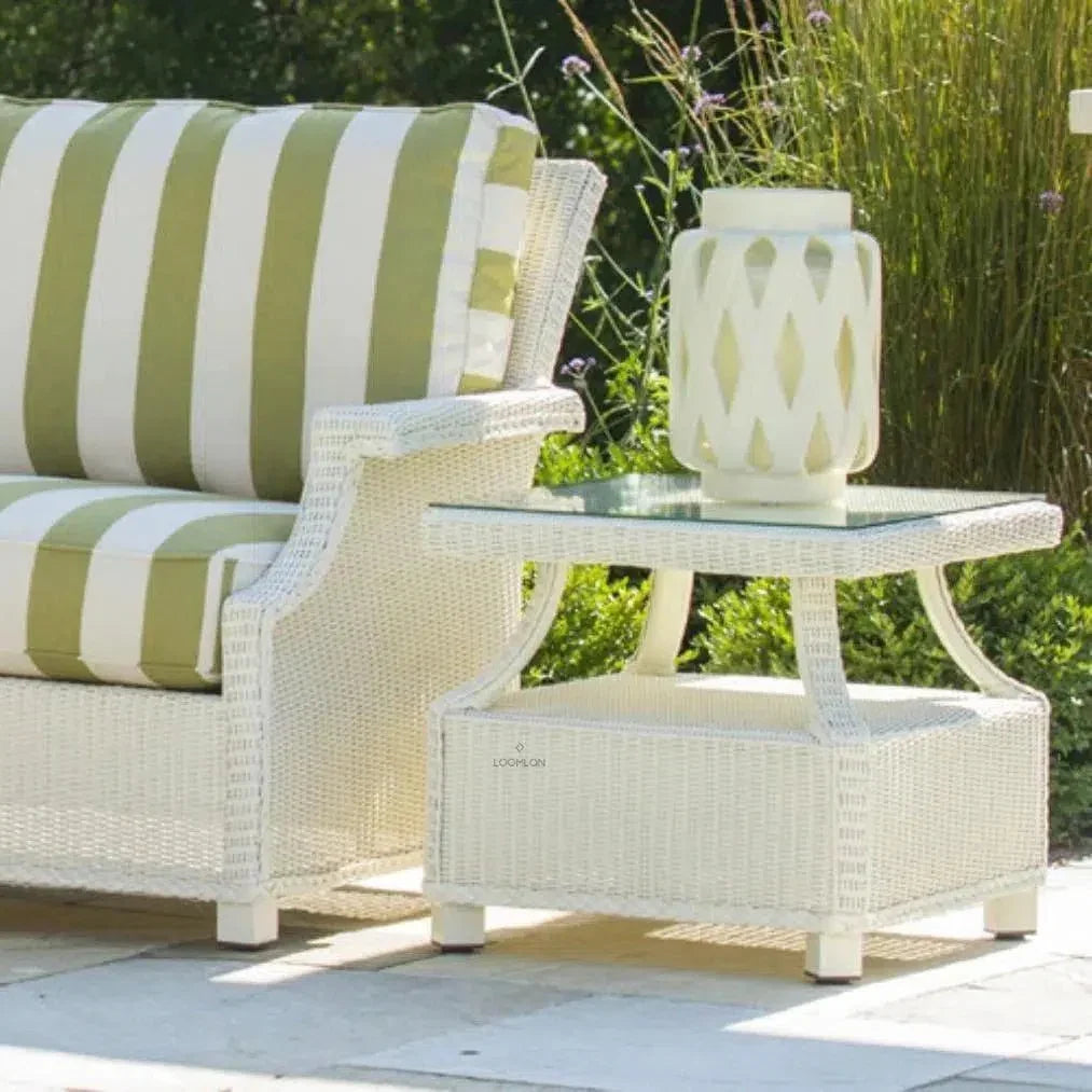 Hamptons Outdoor Wicker L-Shaped Sectional with Side Table