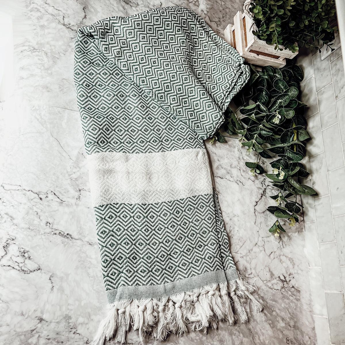 Haley Oversized Turkish Cotton Diamond Towel 