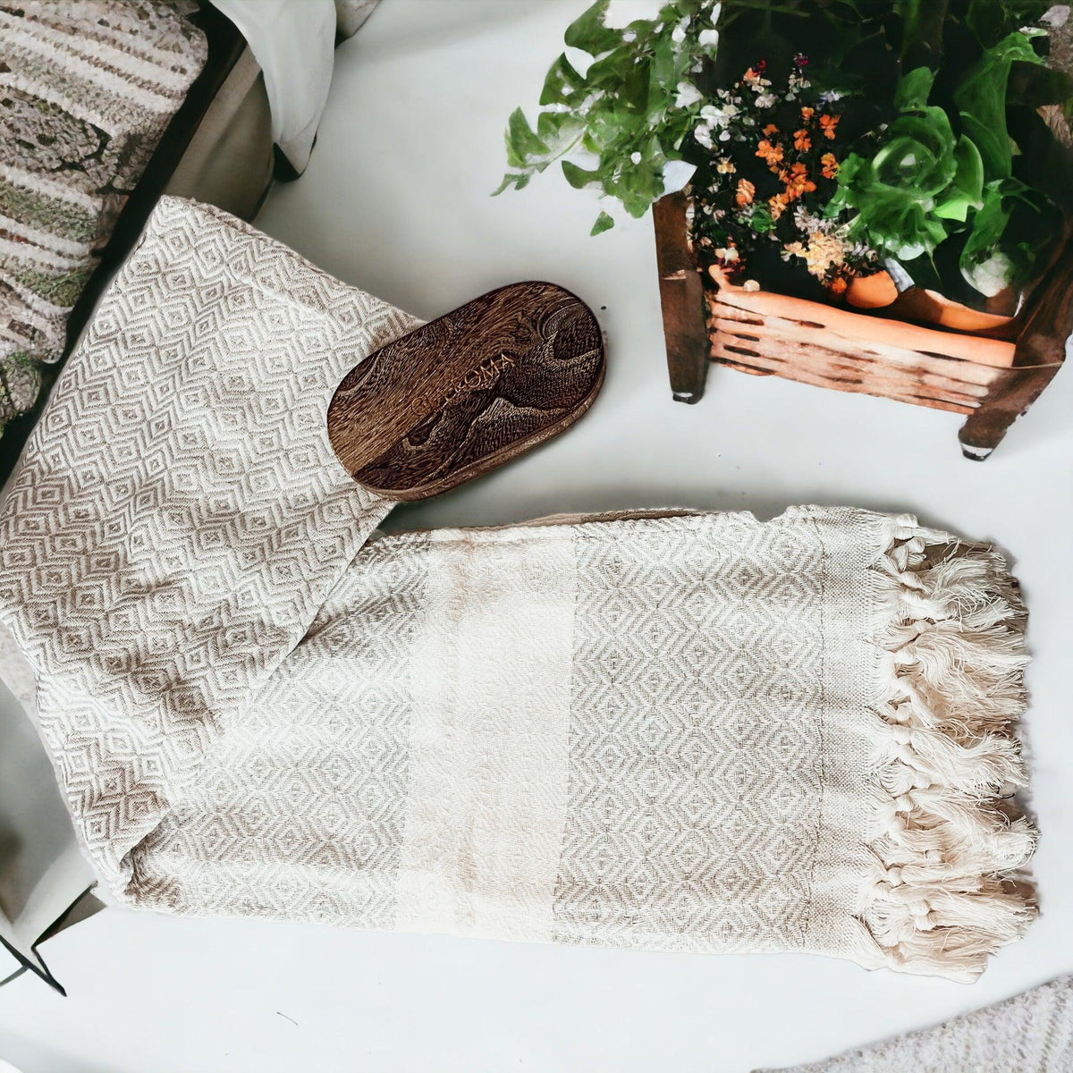 Haley Oversized Turkish Cotton Diamond Towel 