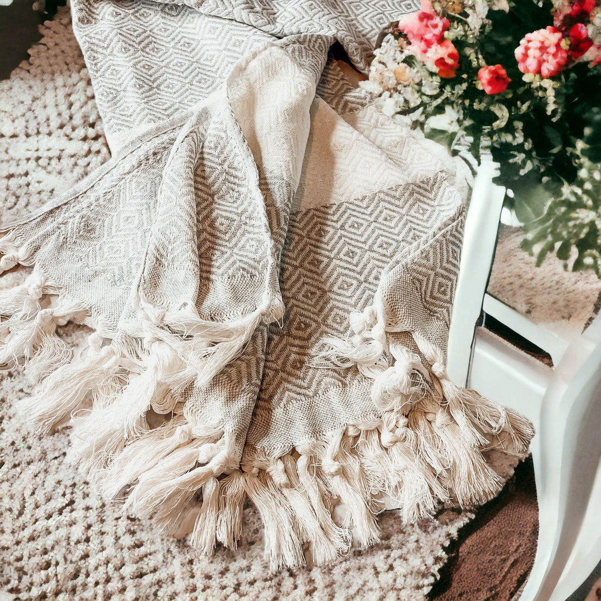 Haley Oversized Turkish Cotton Diamond Towel 