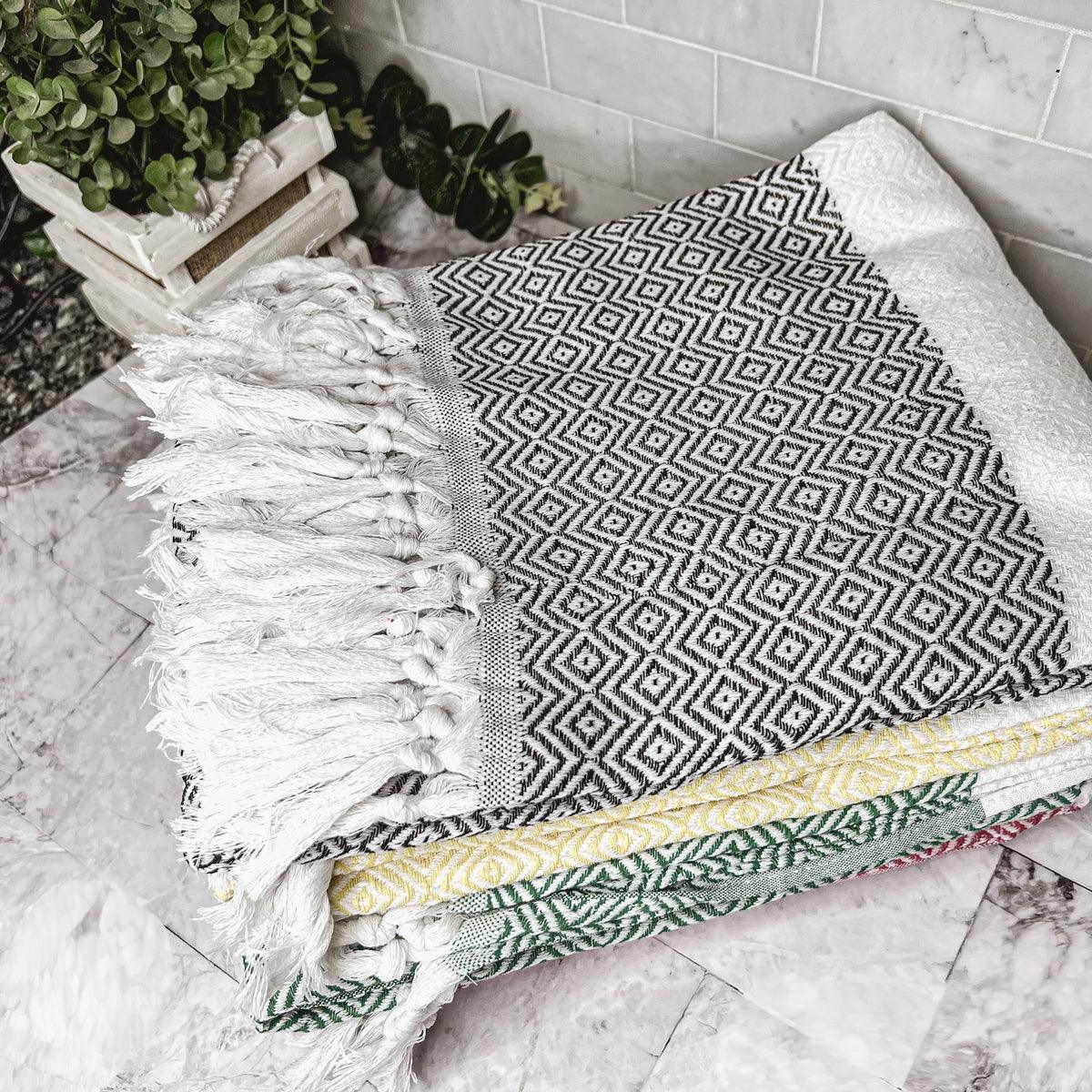 Haley Oversized Turkish Cotton Diamond Towel 