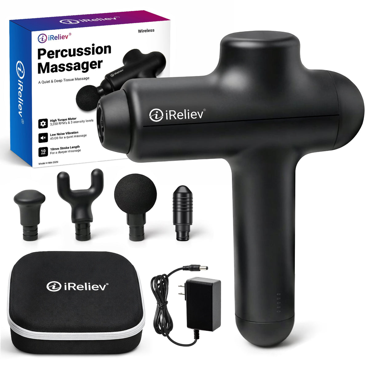 iReliev Percussion Massage Gun with Three Intensity Levels