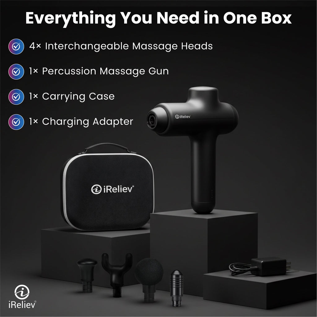 iReliev Percussion Massage Gun with Three Intensity Levels