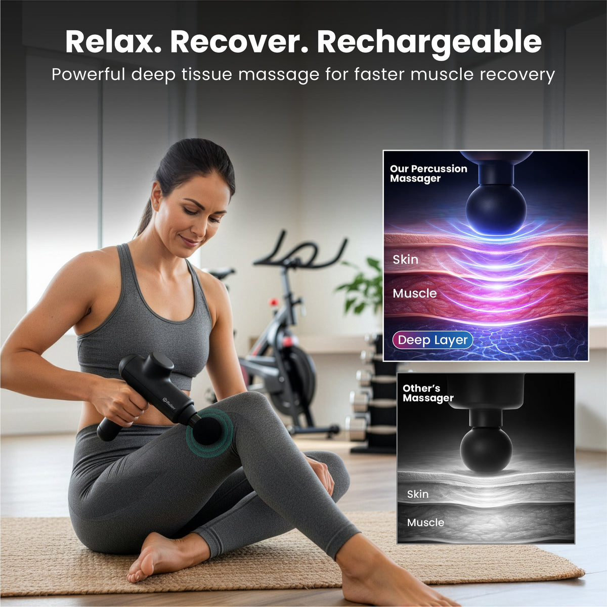 iReliev Percussion Massage Gun with Three Intensity Levels
