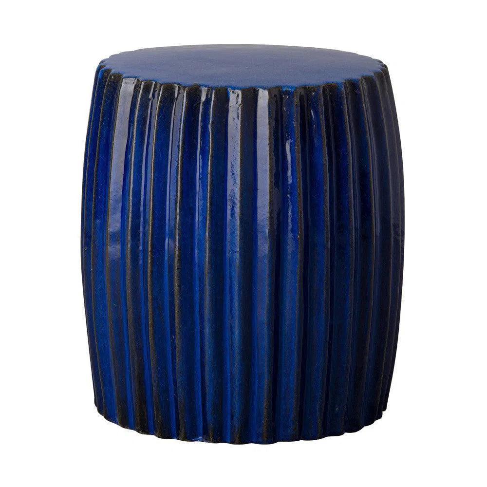 Pleated 18"H Ceramic Outdoor Garden Stool