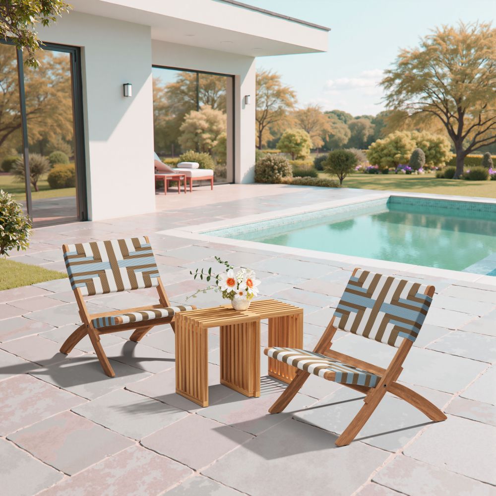 Riviera Natural Wooden Extendable Outdoor Stool 2PC