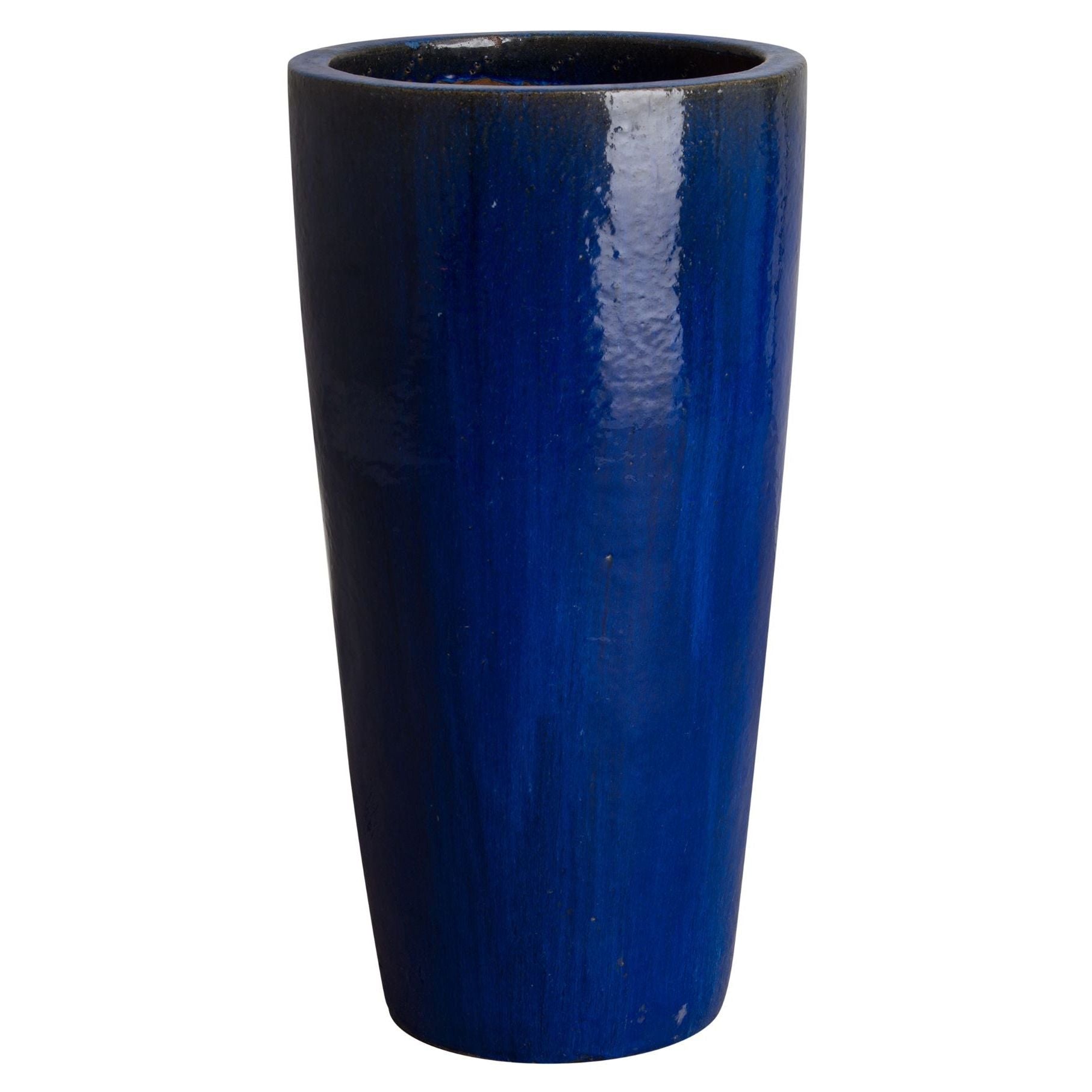 Round 36"H Blue Tall Outdoor Planter