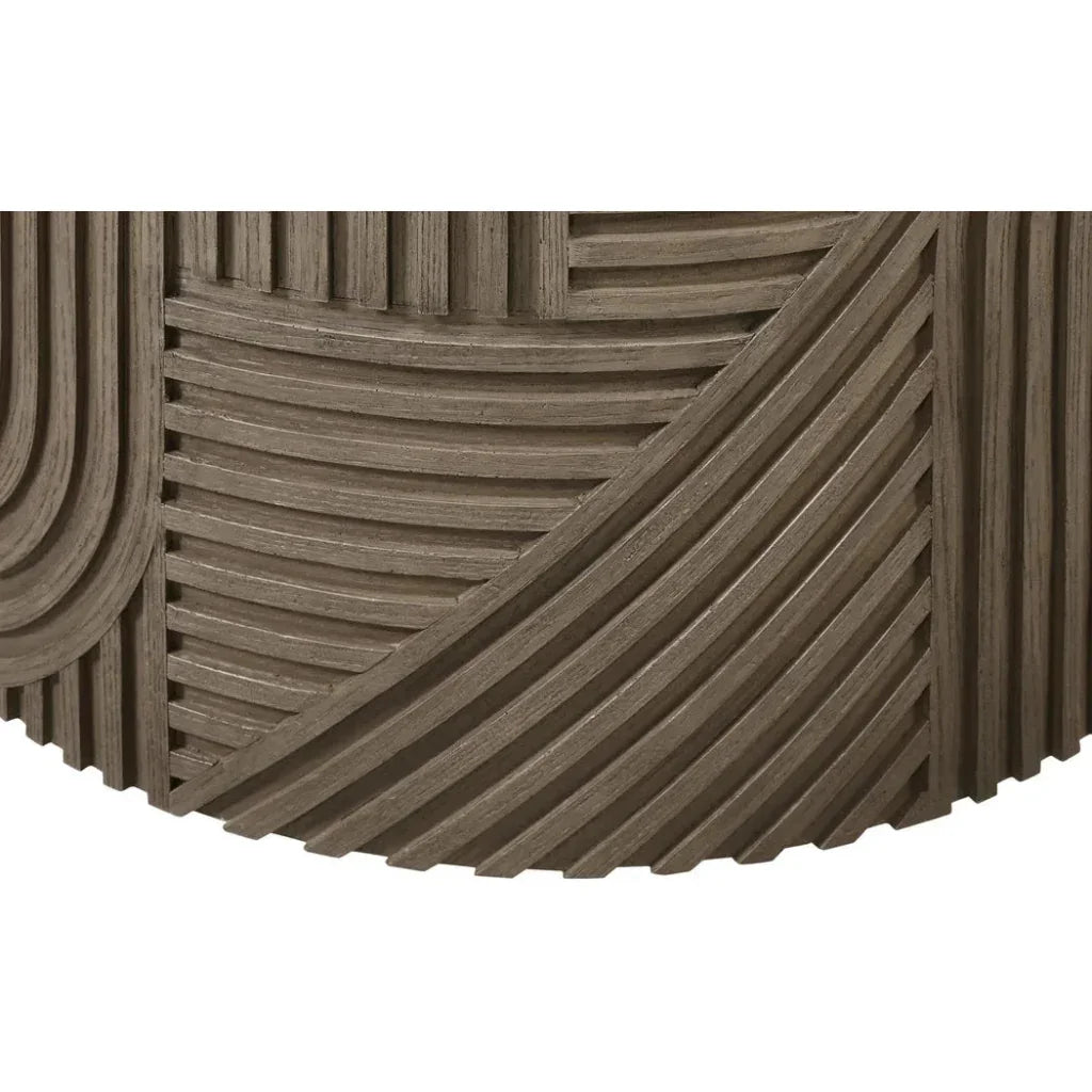Serenity Round Drum Table - Brown Outdoor Accent Table