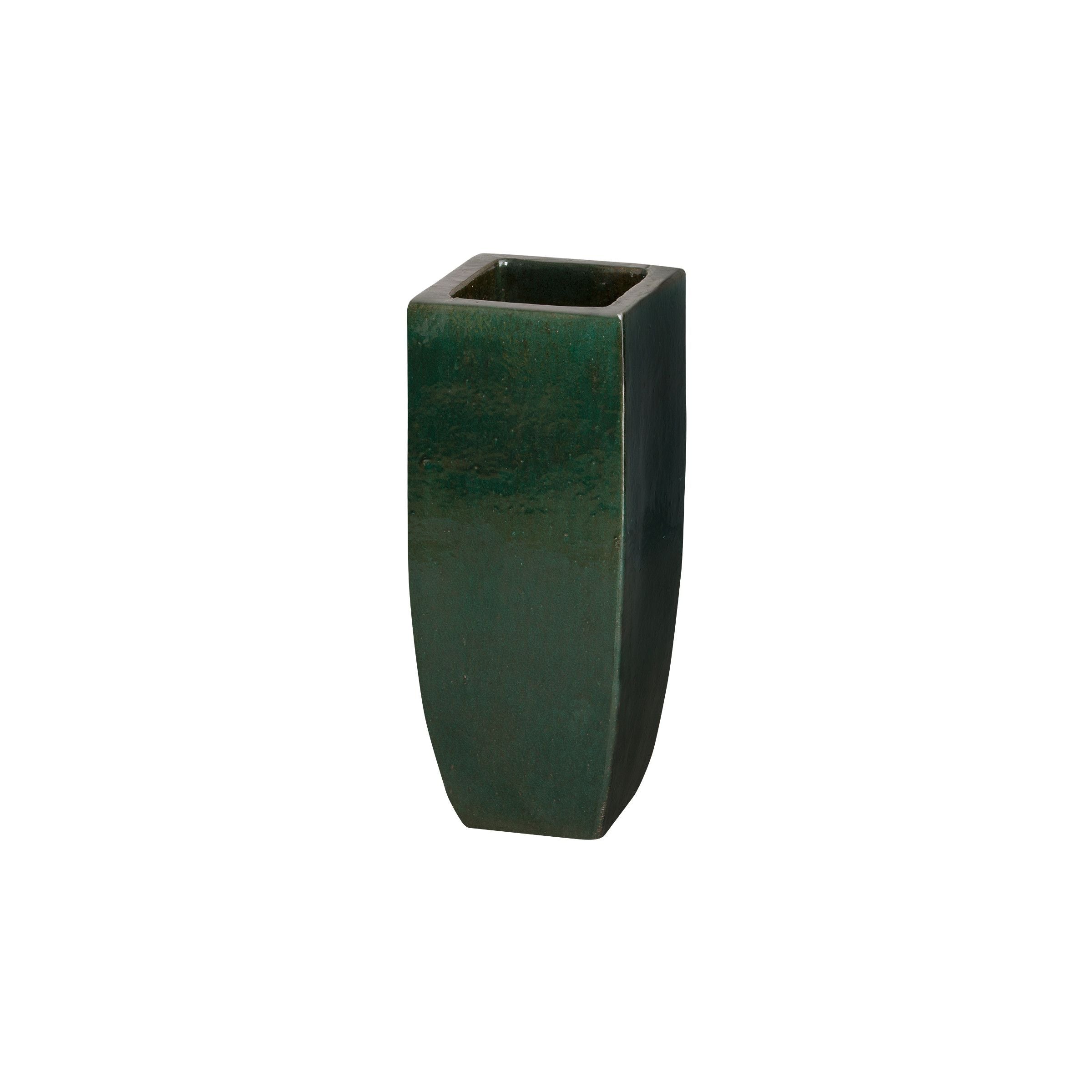 Square 23"H Emerald Green Tall Outdoor Planter