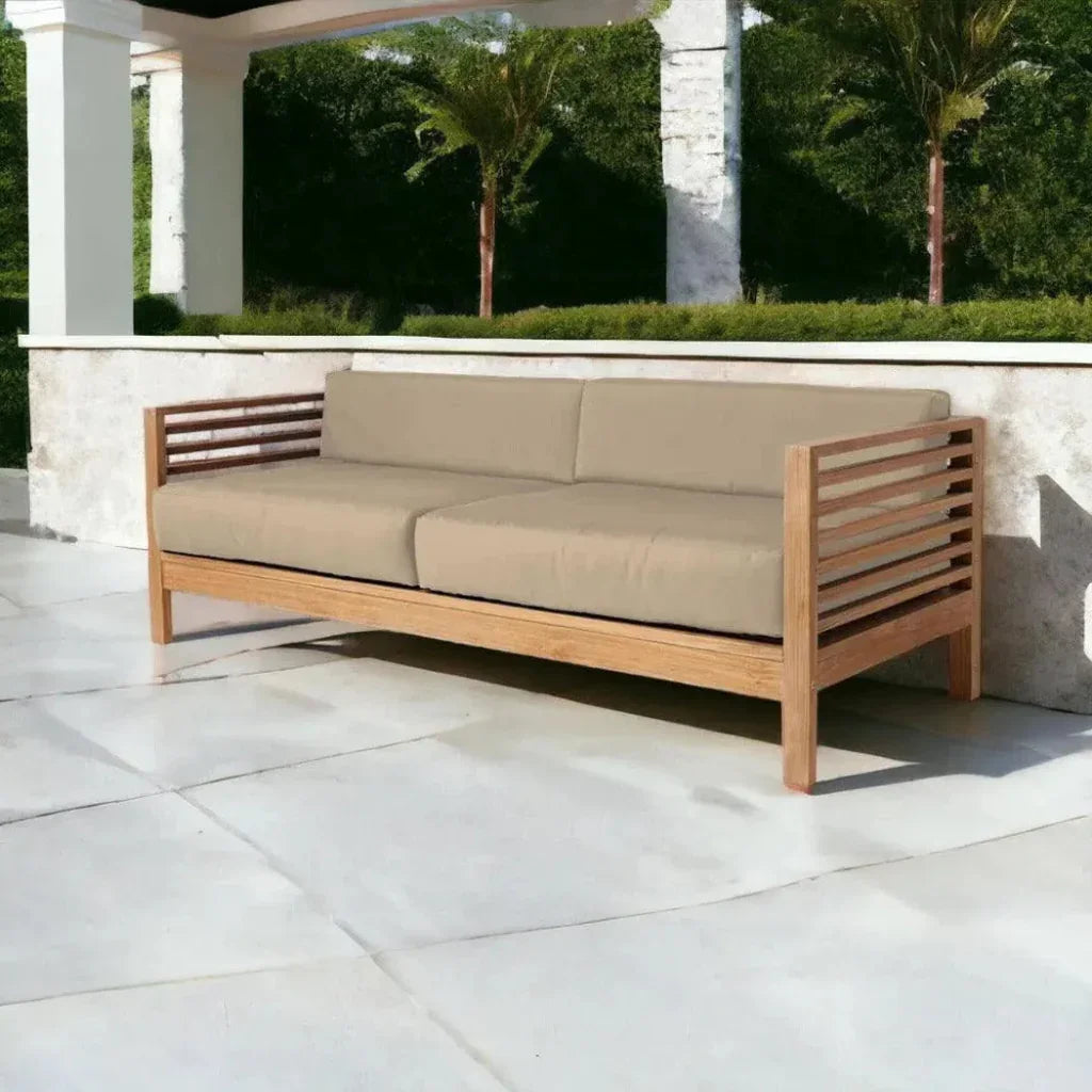 Summer 3-Person Teak Outdoor Couch with Sunbrella Cushions