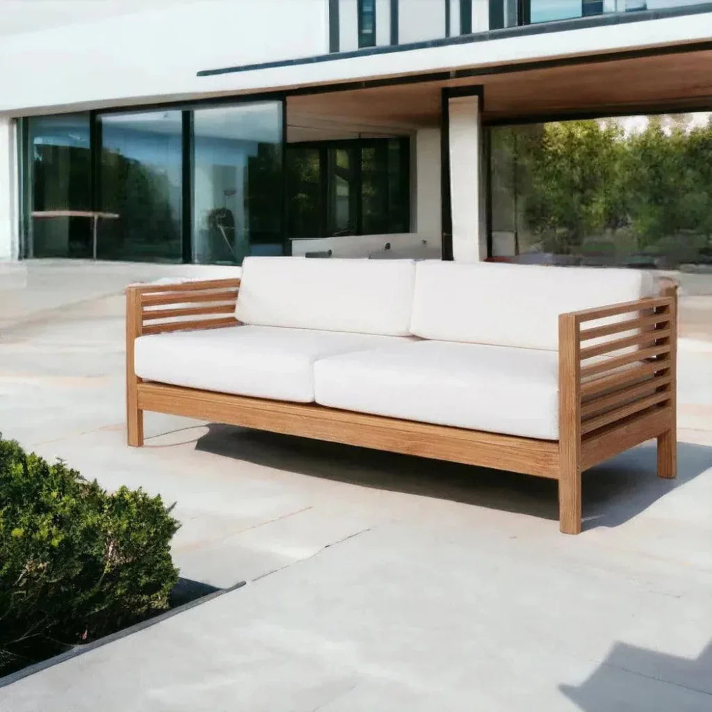 Summer 3-Person Teak Outdoor Couch with Sunbrella Cushions