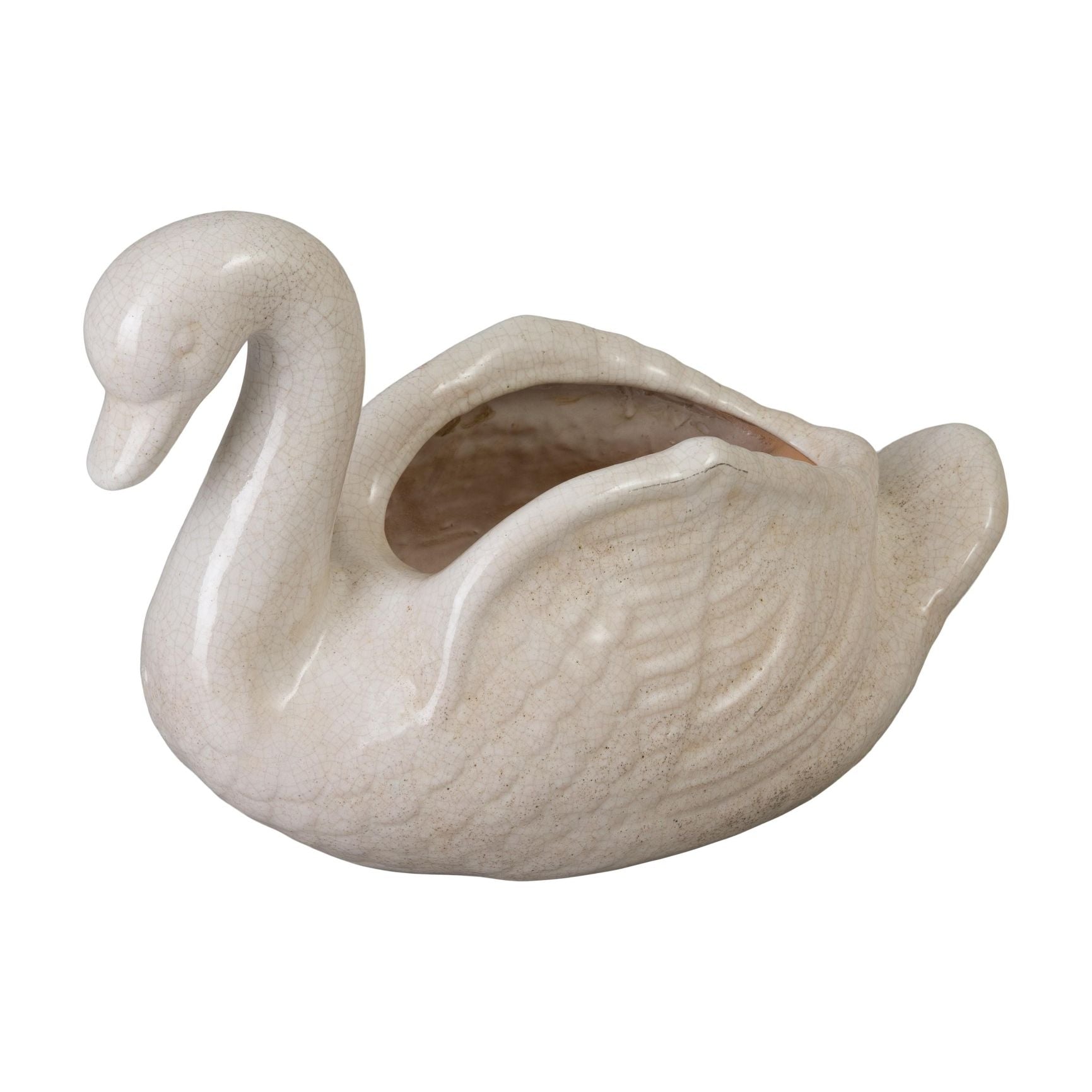 Swan White Ceramic Outdoor Planter