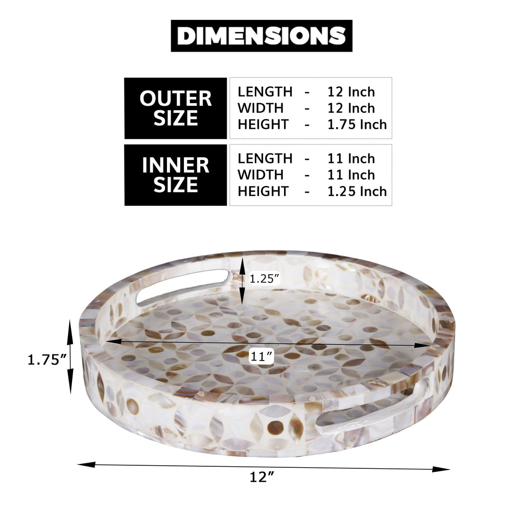 Discovery Mother-of-Pearl Inlay Decorative Tray 12in