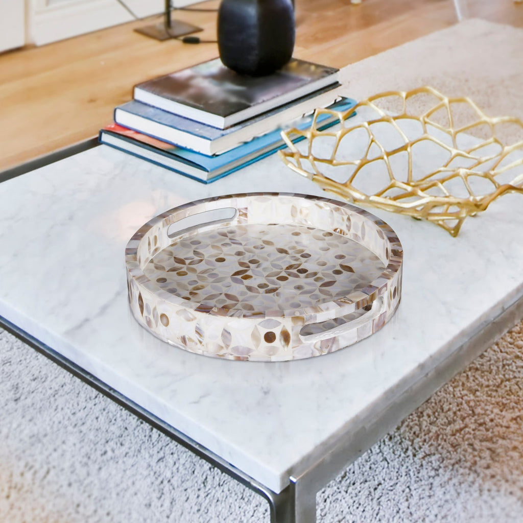 Discovery Mother-of-Pearl Inlay Decorative Tray 12in