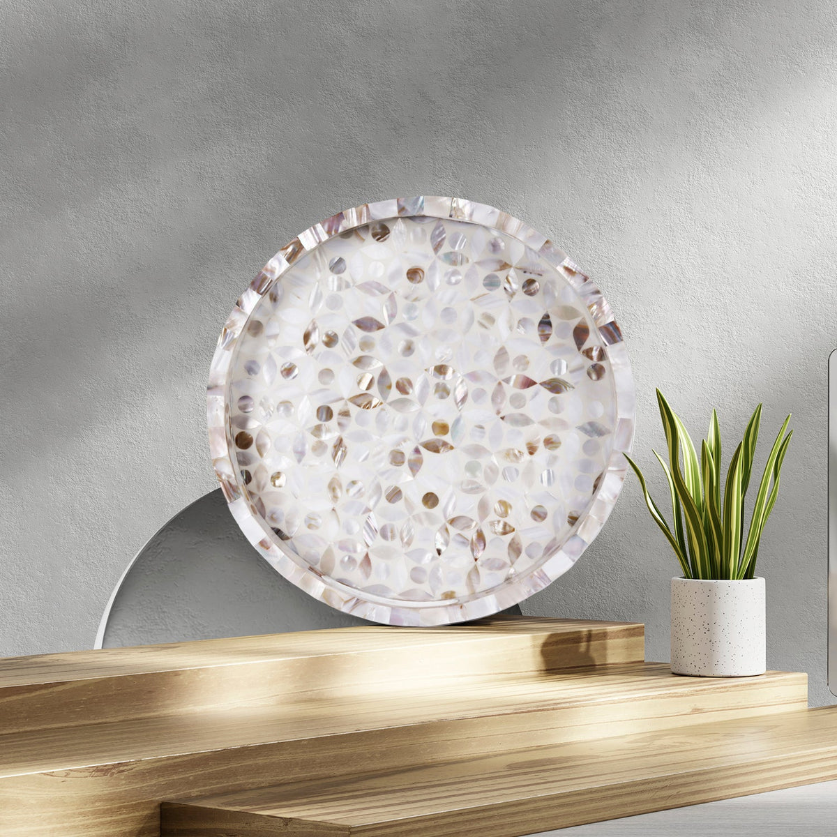 Discovery Mother-of-Pearl Inlay Decorative Tray 12in