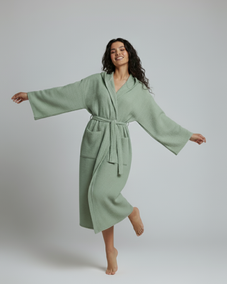 Turkish Cotton Waffle Spa Robe Unisex