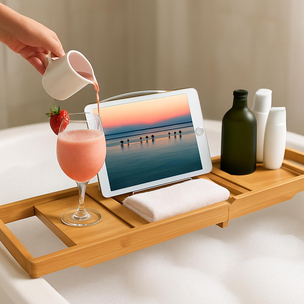 Expandable Bamboo Bathtub Caddy Tray