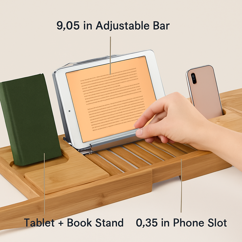 Expandable Bamboo Bathtub Caddy Tray